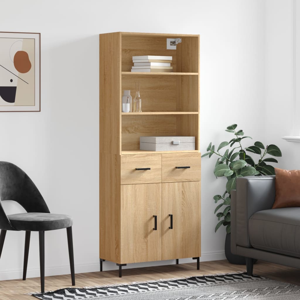 vidaXL Witrynka, dąb sonoma, 69,5x34x180 cm, materiał drewnopochodny