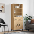 vidaXL Witrynka, dąb sonoma, 69,5x34x180 cm, materiał drewnopochodny