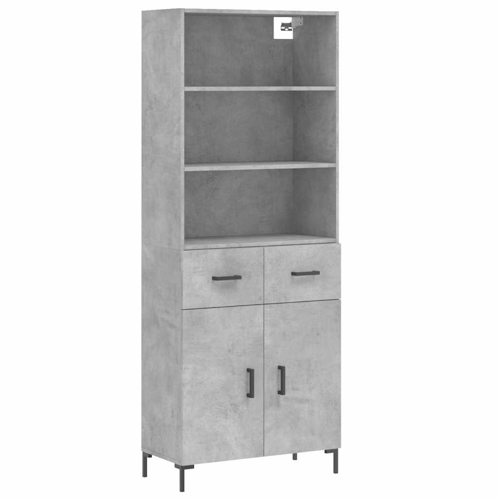 vidaXL Witrynka, szarość betonu 69,5x34x180 cm materiał drewnopochodny