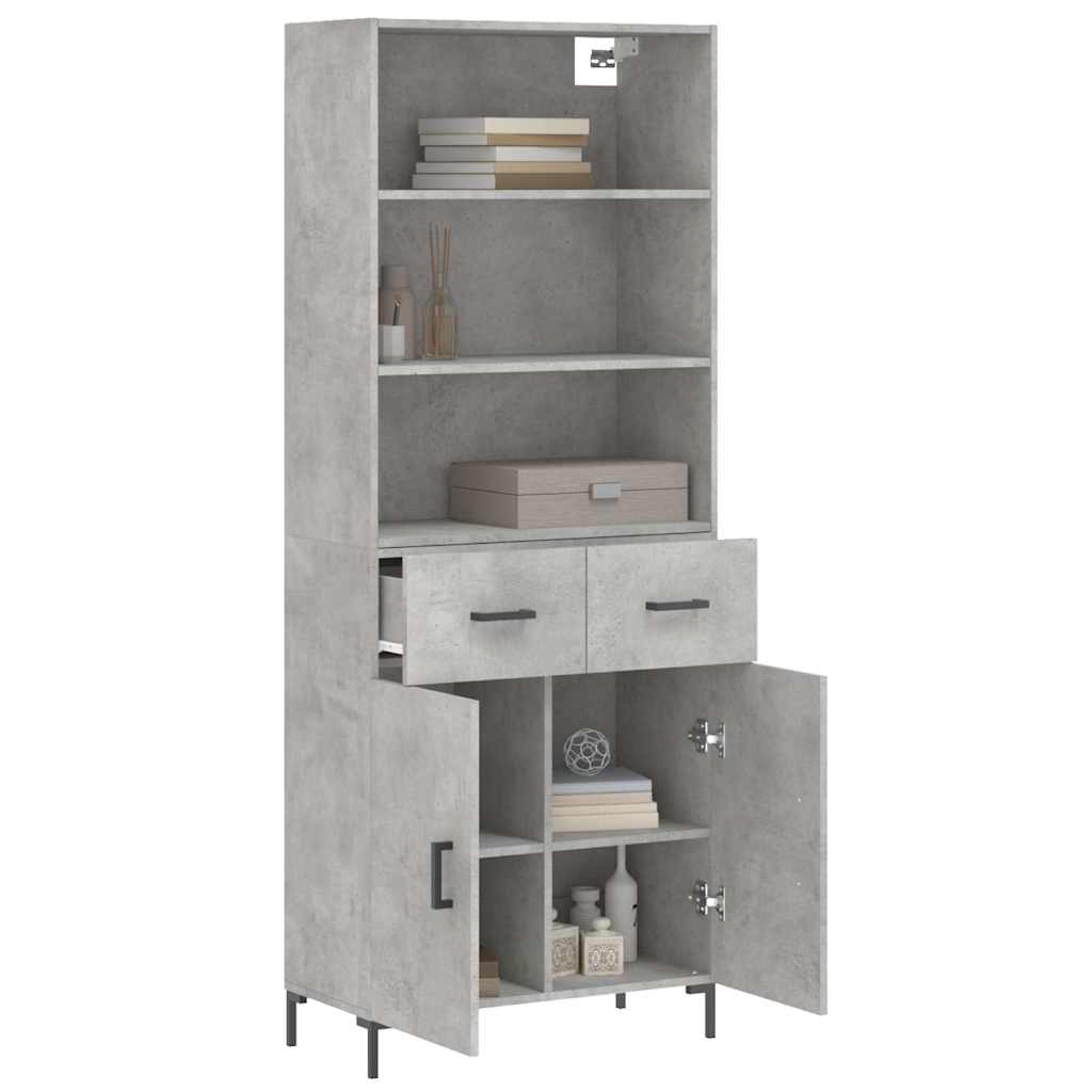 vidaXL Witrynka, szarość betonu 69,5x34x180 cm materiał drewnopochodny
