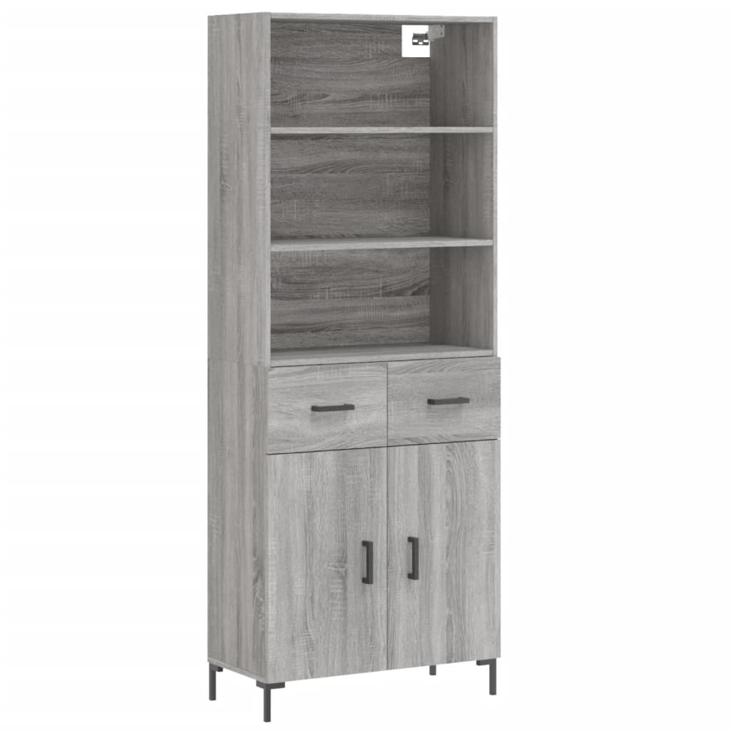 vidaXL Witrynka szary dąb sonoma 69,5x34x180cm materiał drewnopochodny