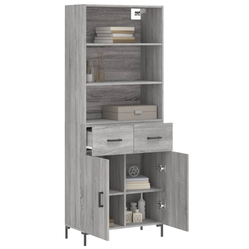 vidaXL Witrynka szary dąb sonoma 69,5x34x180cm materiał drewnopochodny