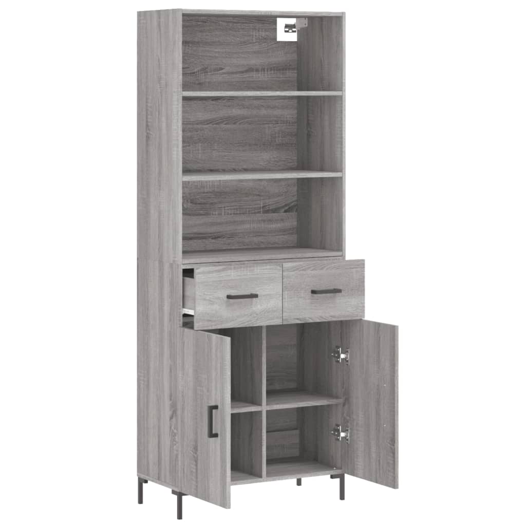 vidaXL Witrynka szary dąb sonoma 69,5x34x180cm materiał drewnopochodny