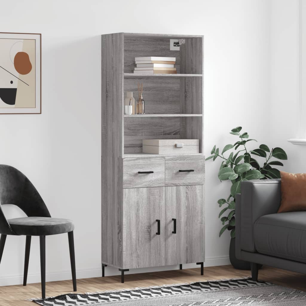 vidaXL Witrynka szary dąb sonoma 69,5x34x180cm materiał drewnopochodny