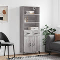 vidaXL Witrynka szary dąb sonoma 69,5x34x180cm materiał drewnopochodny
