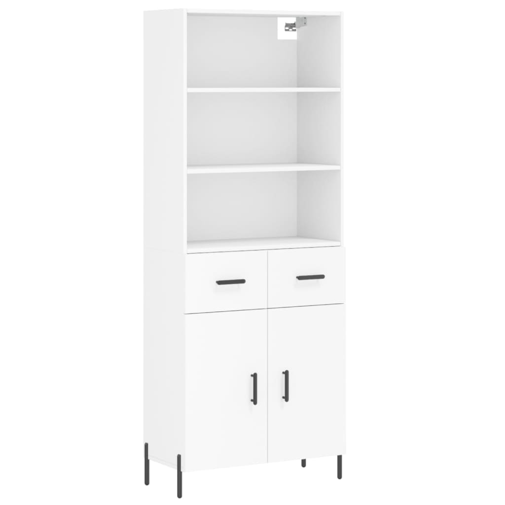 vidaXL Witrynka, biała, 69,5x34x180 cm, materiał drewnopochodny