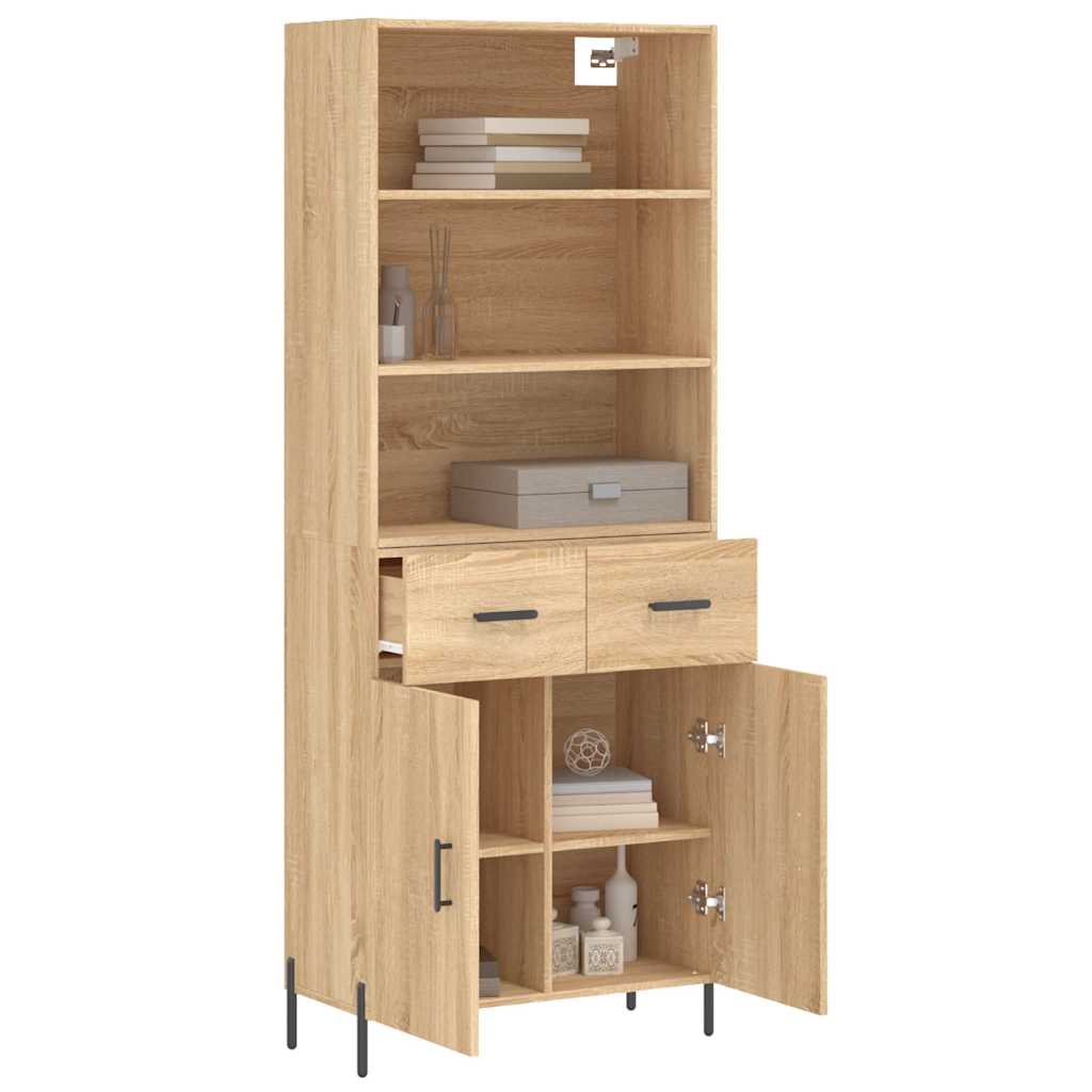 vidaXL Witrynka, dąb sonoma, 69,5x34x180 cm, materiał drewnopochodny