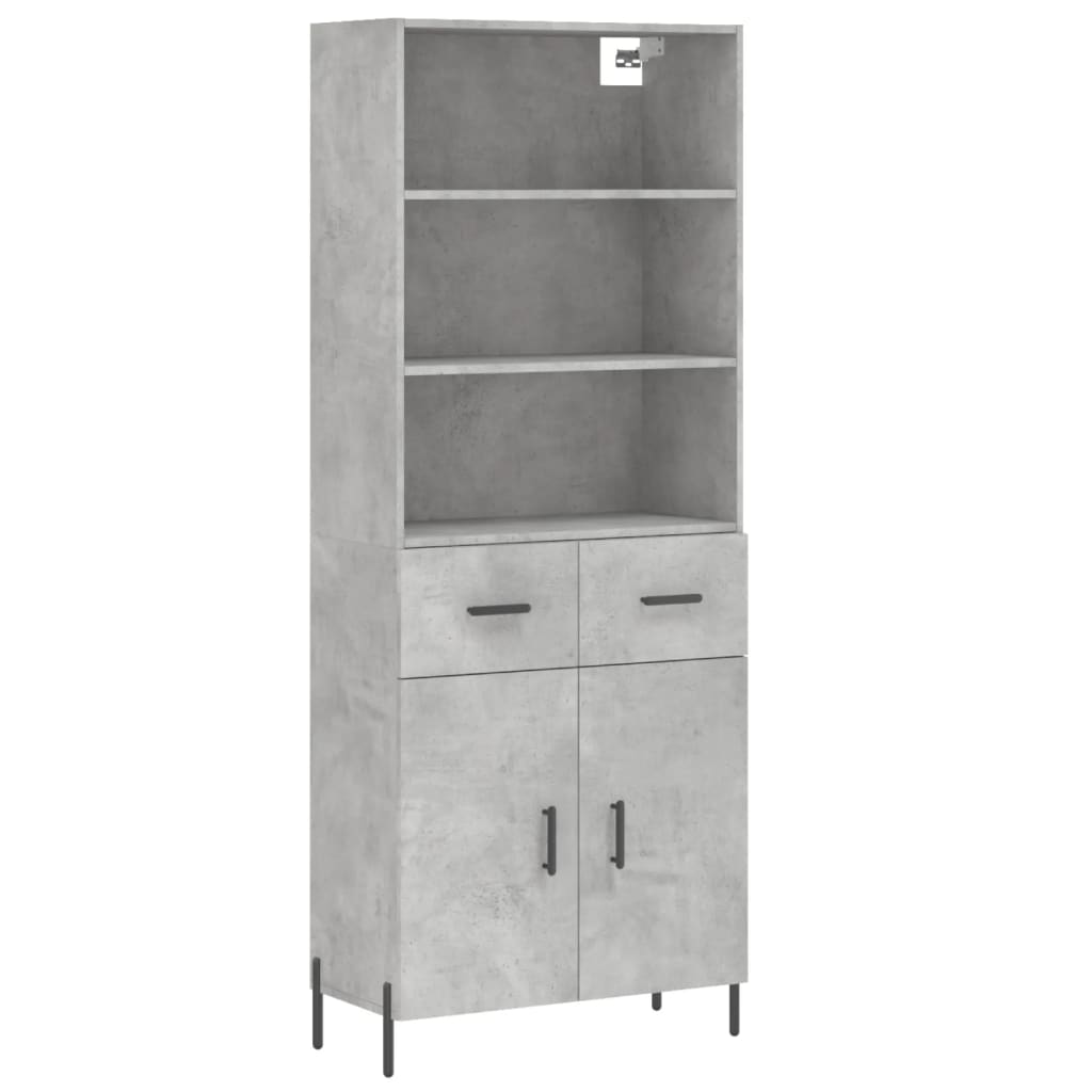 vidaXL Witrynka, szarość betonu 69,5x34x180 cm materiał drewnopochodny