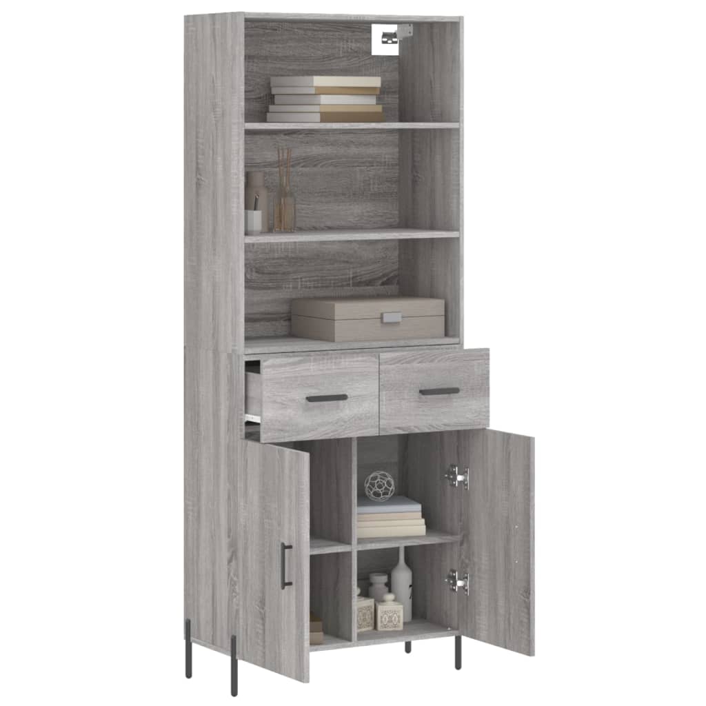 vidaXL Witrynka szary dąb sonoma 69,5x34x180cm materiał drewnopochodny