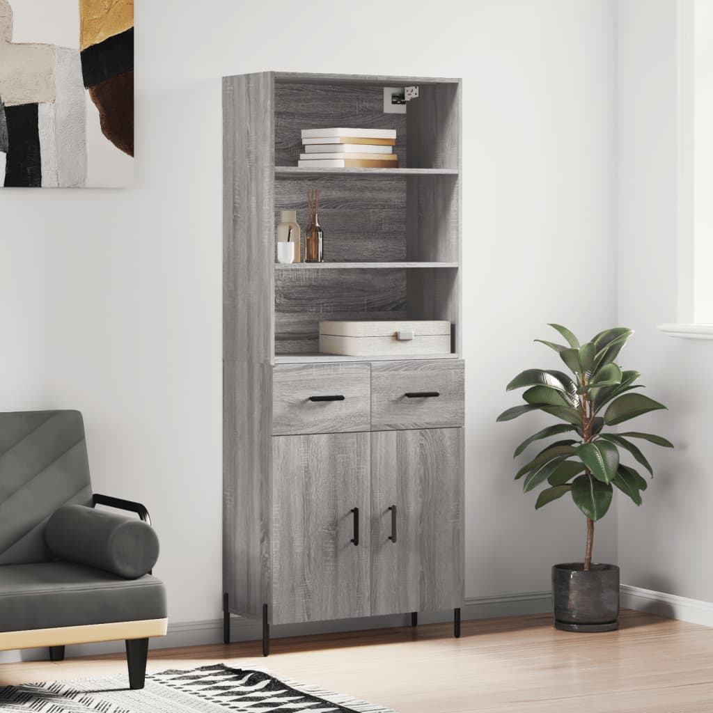vidaXL Witrynka szary dąb sonoma 69,5x34x180cm materiał drewnopochodny