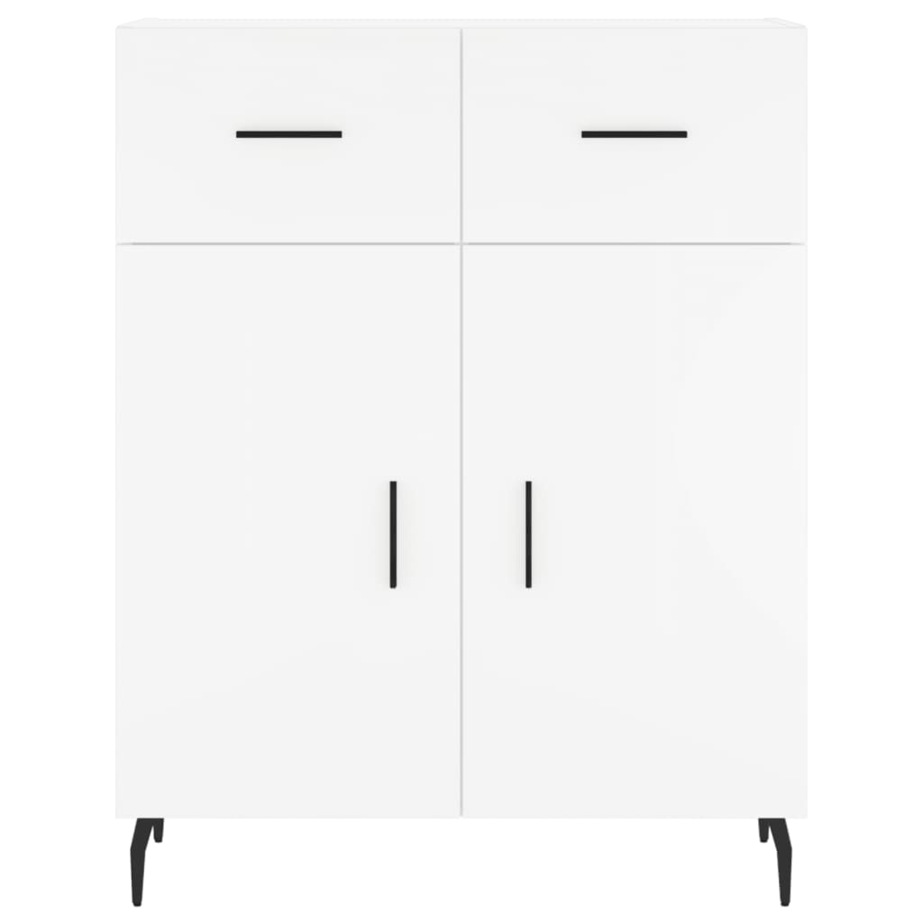 vidaXL Witrynka, biała, 69,5x34x180 cm, materiał drewnopochodny