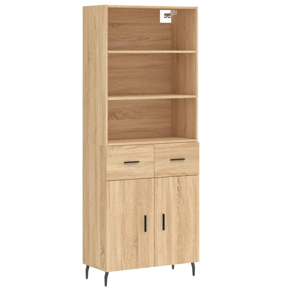 vidaXL Witrynka, dąb sonoma, 69,5x34x180 cm, materiał drewnopochodny