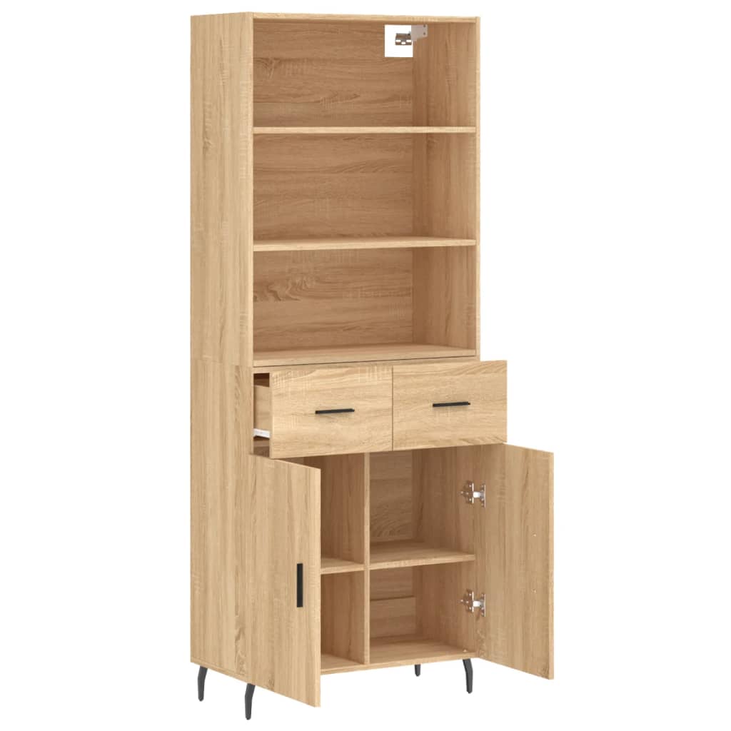 vidaXL Witrynka, dąb sonoma, 69,5x34x180 cm, materiał drewnopochodny