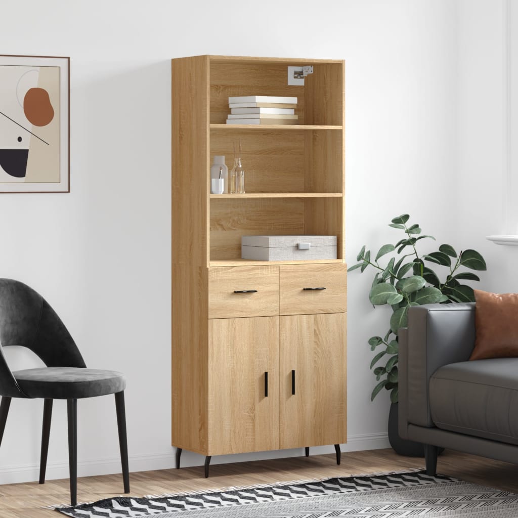 vidaXL Witrynka, dąb sonoma, 69,5x34x180 cm, materiał drewnopochodny