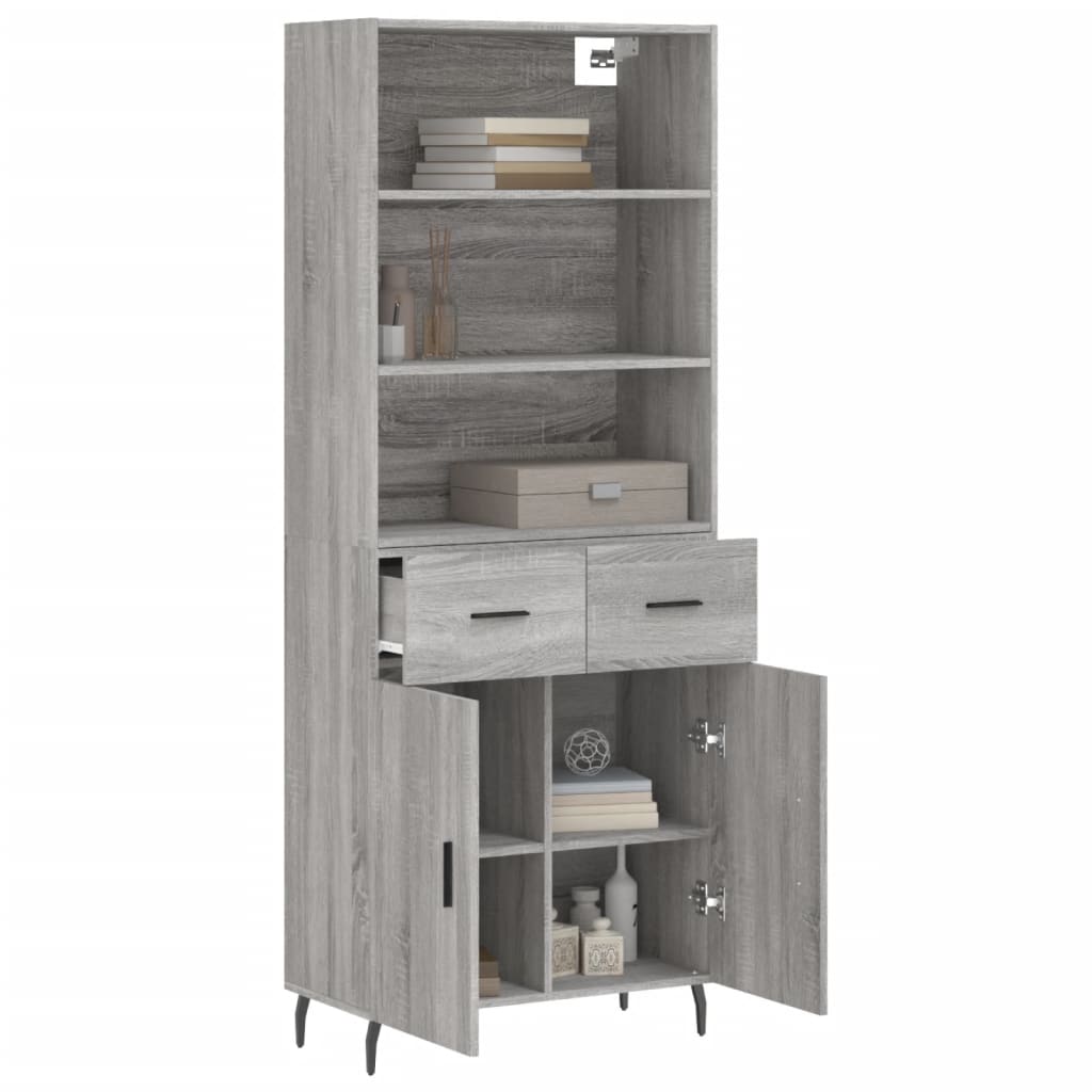 vidaXL Witrynka szary dąb sonoma 69,5x34x180cm materiał drewnopochodny