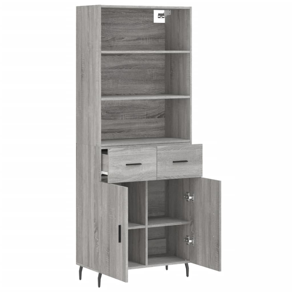 vidaXL Witrynka szary dąb sonoma 69,5x34x180cm materiał drewnopochodny