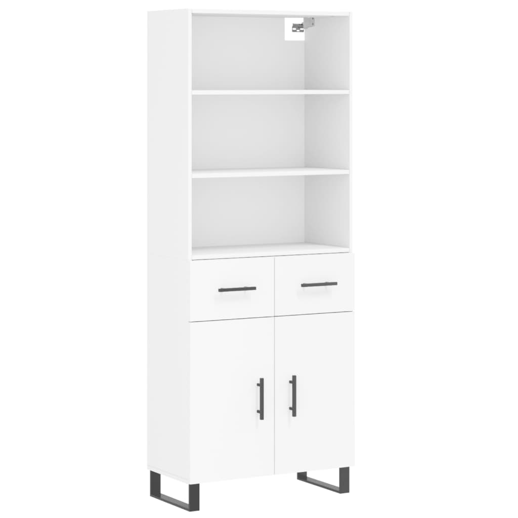 vidaXL Witrynka, biała, 69,5x34x180 cm, materiał drewnopochodny
