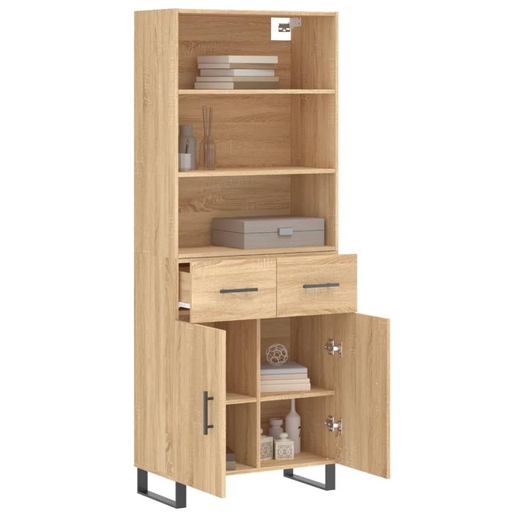 vidaXL Witrynka, dąb sonoma, 69,5x34x180 cm, materiał drewnopochodny