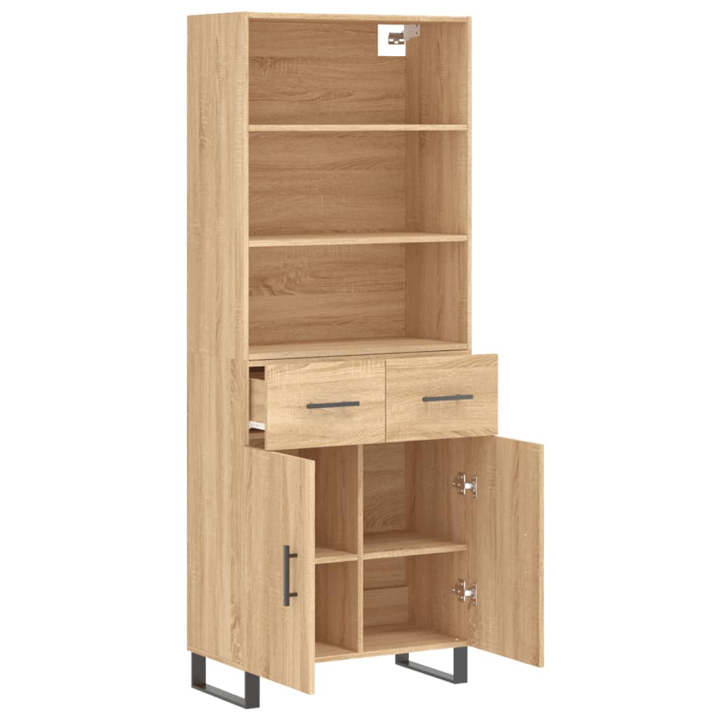 vidaXL Witrynka, dąb sonoma, 69,5x34x180 cm, materiał drewnopochodny