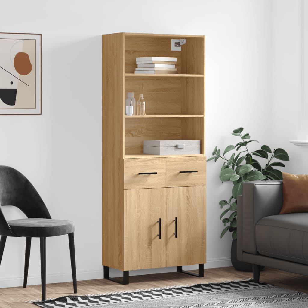vidaXL Witrynka, dąb sonoma, 69,5x34x180 cm, materiał drewnopochodny
