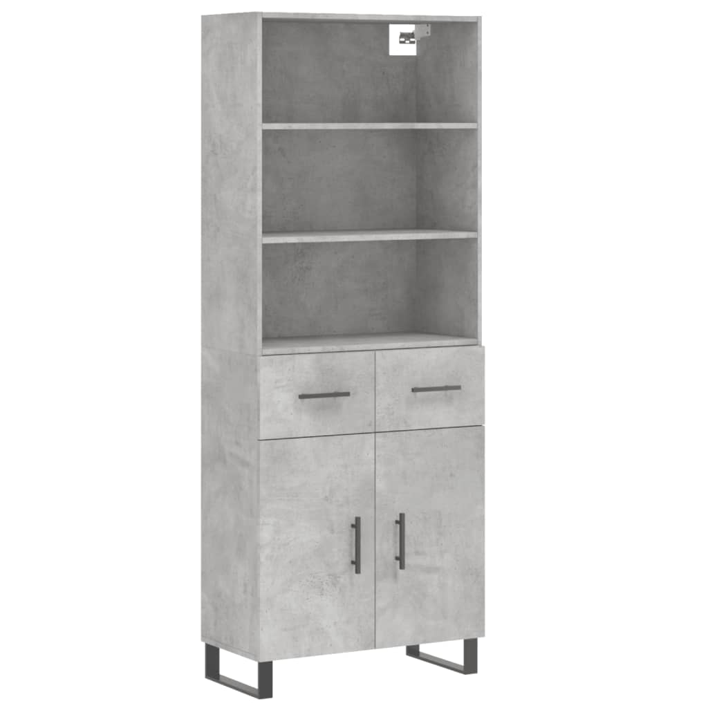 vidaXL Witrynka, szarość betonu 69,5x34x180 cm materiał drewnopochodny
