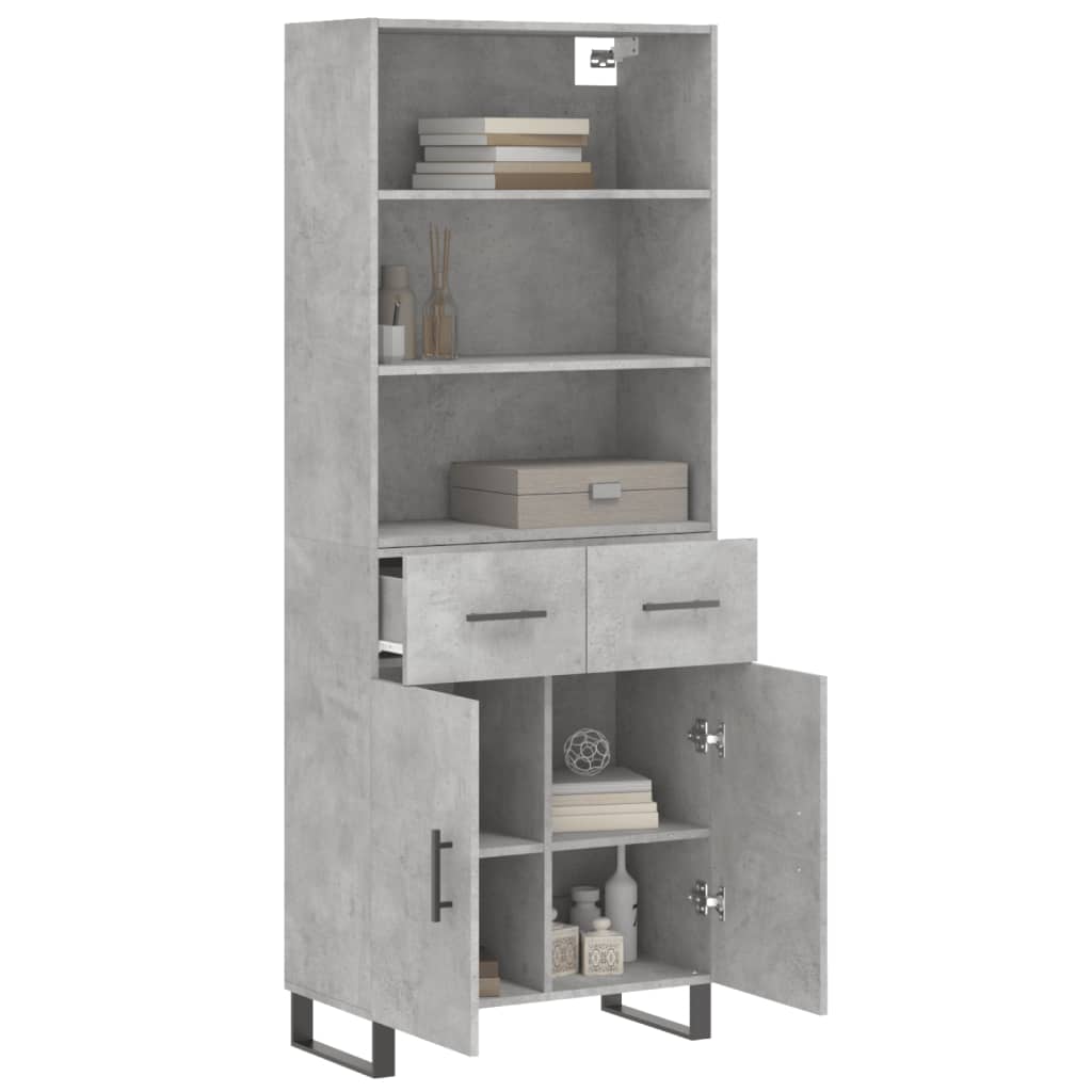 vidaXL Witrynka, szarość betonu 69,5x34x180 cm materiał drewnopochodny