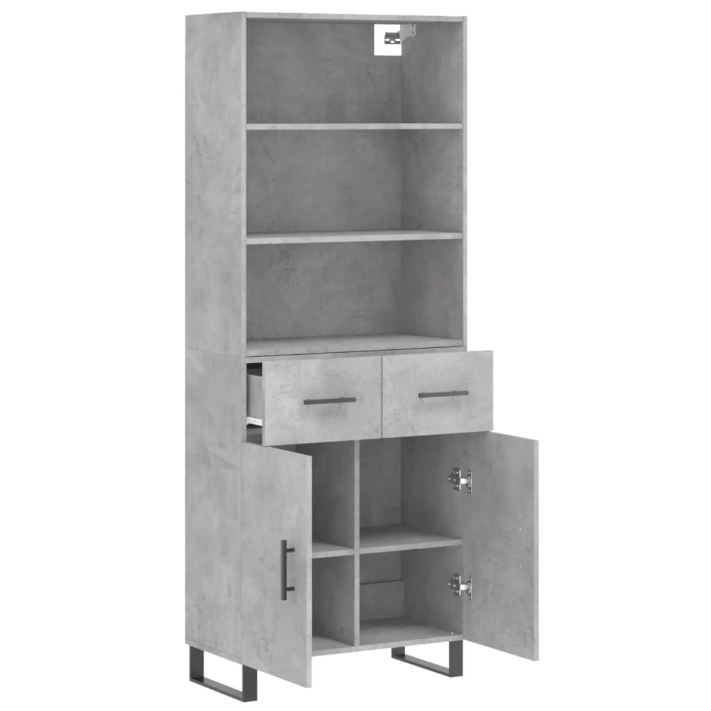 vidaXL Witrynka, szarość betonu 69,5x34x180 cm materiał drewnopochodny