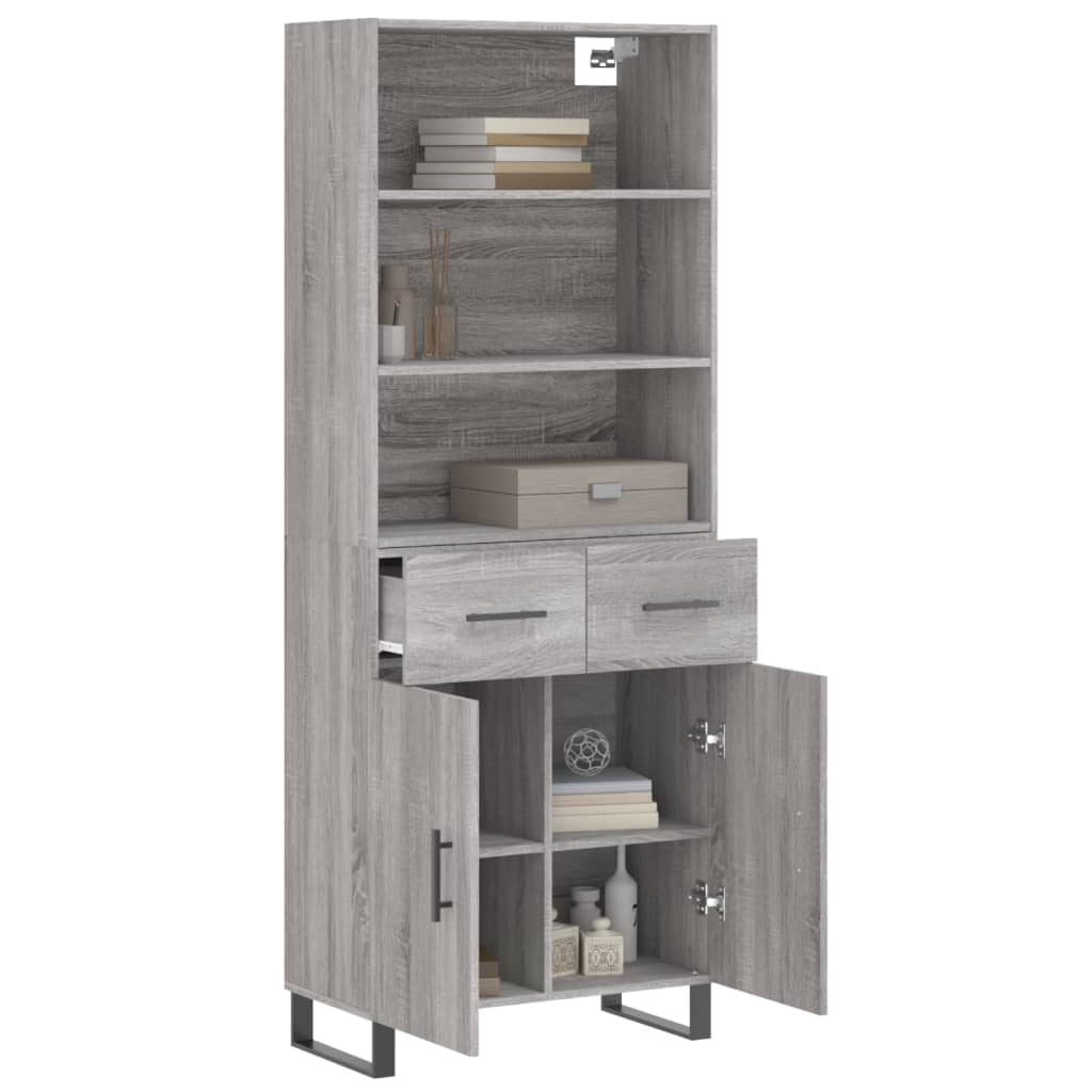 vidaXL Witrynka szary dąb sonoma 69,5x34x180cm materiał drewnopochodny