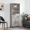 vidaXL Witrynka szary dąb sonoma 69,5x34x180cm materiał drewnopochodny