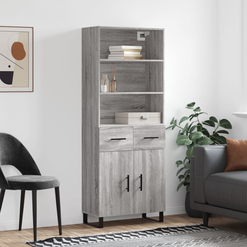 vidaXL Witrynka szary dąb sonoma 69,5x34x180cm materiał drewnopochodny