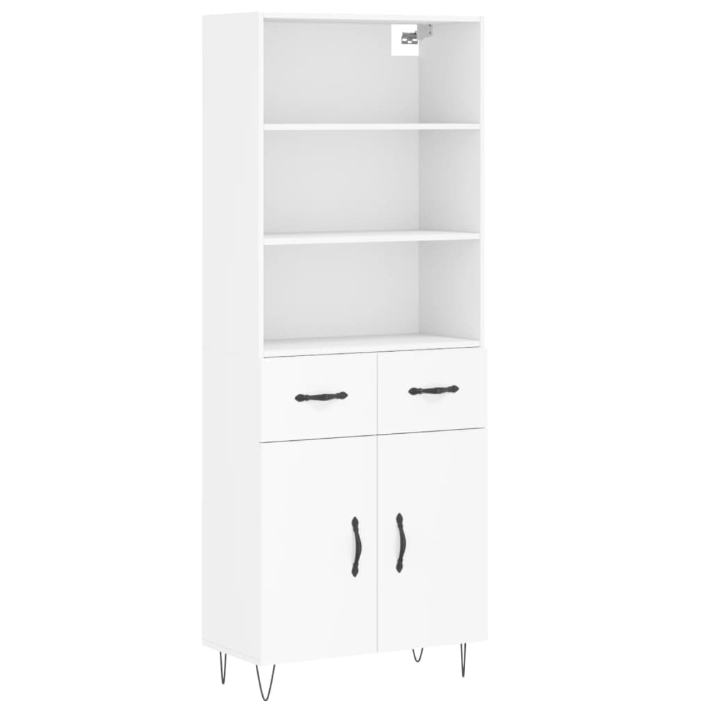 vidaXL Witrynka, biała, 69,5x34x180 cm, materiał drewnopochodny