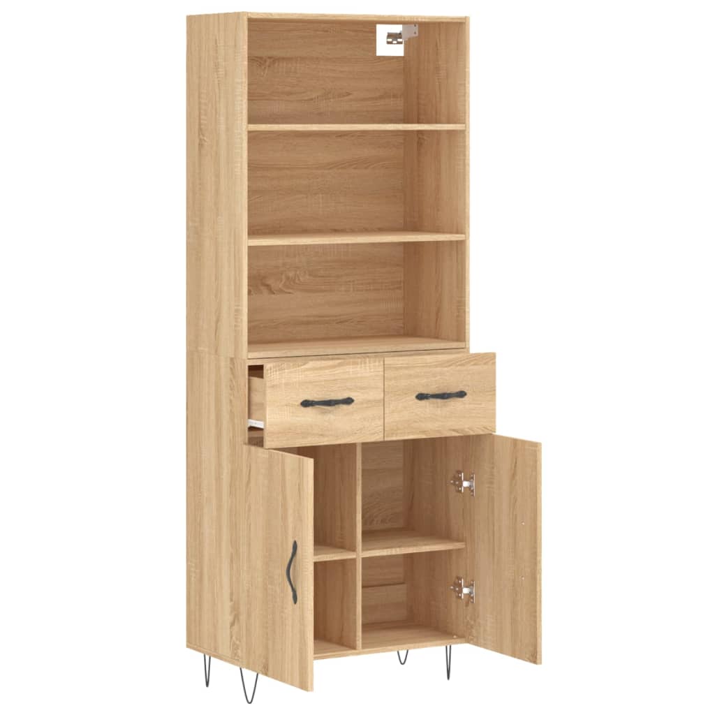 vidaXL Witrynka, dąb sonoma, 69,5x34x180 cm, materiał drewnopochodny