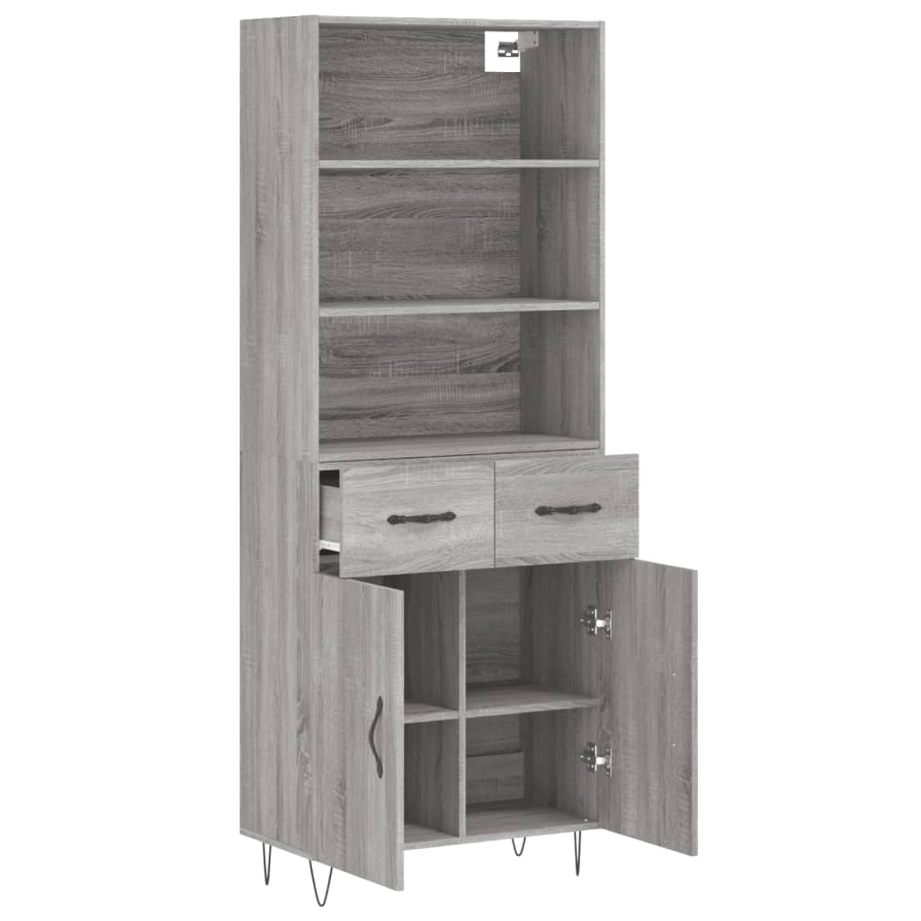 vidaXL Witrynka szary dąb sonoma 69,5x34x180cm materiał drewnopochodny