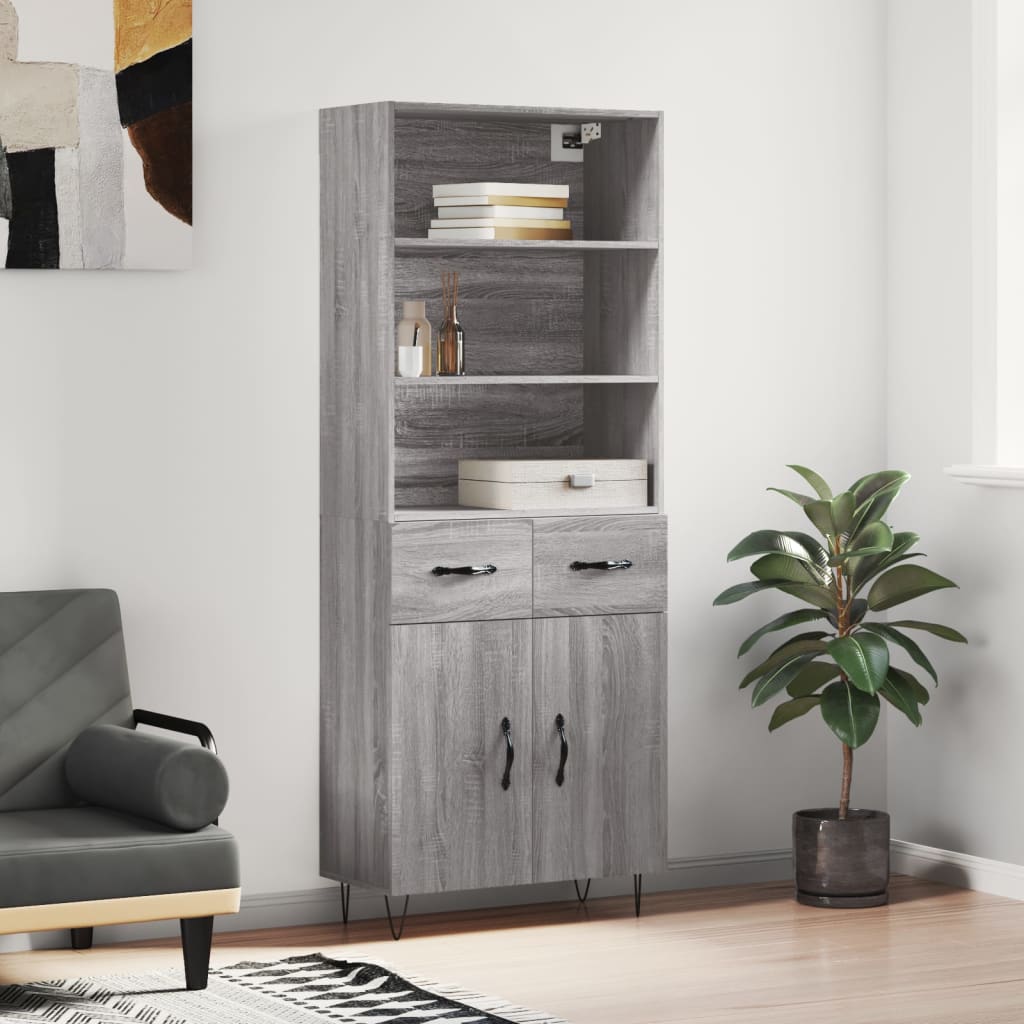 vidaXL Witrynka szary dąb sonoma 69,5x34x180cm materiał drewnopochodny