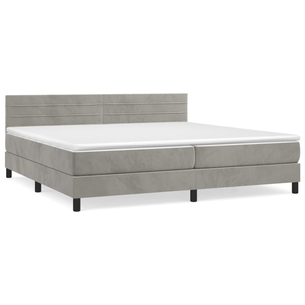 vidaXL Łóżko kontynentalne z materacem, jasnoszare, aksamit, 200x200cm