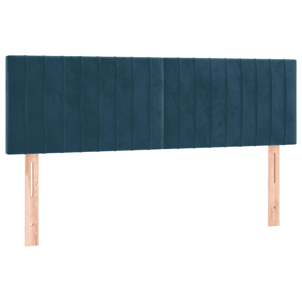 vidaXL Łóżko kontynentalne z materacem, niebieskie, aksamit, 140x190cm