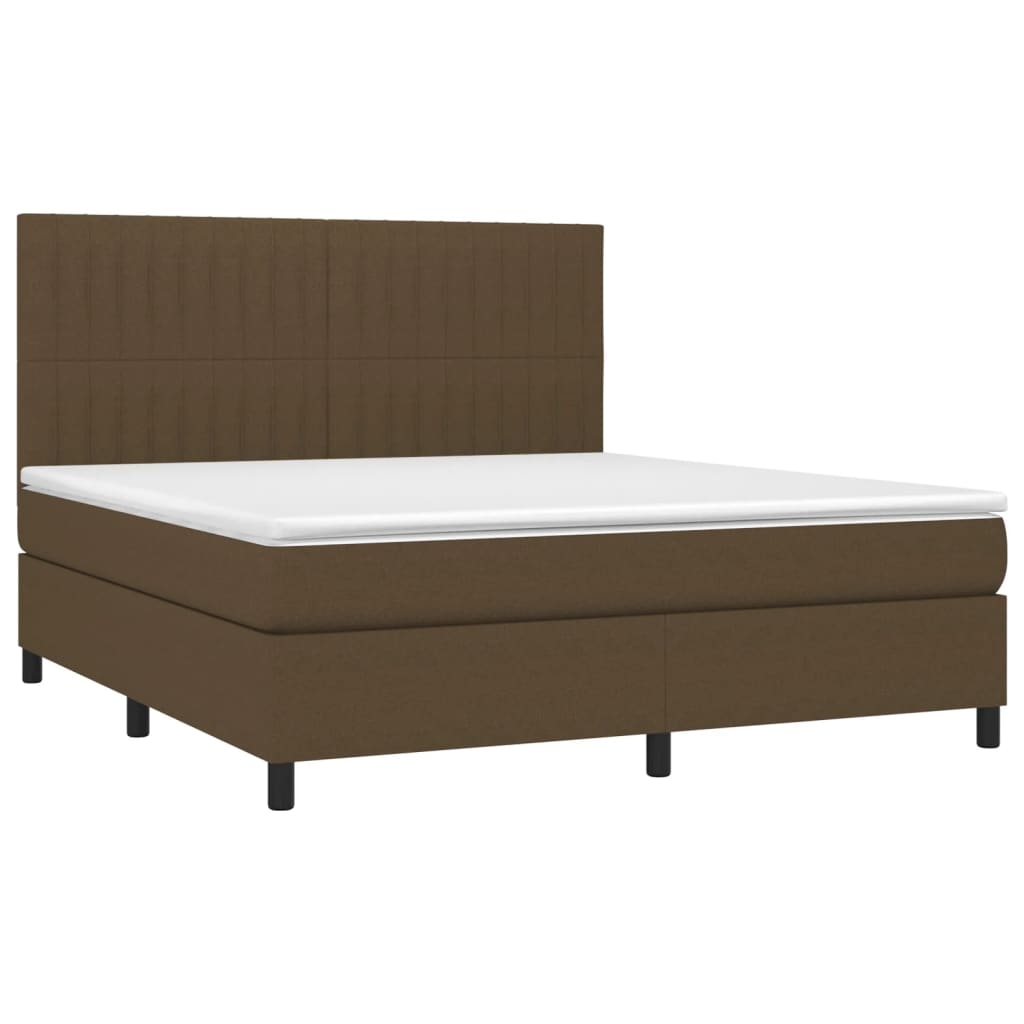 vidaXL Łóżko kontynentalne z materacem, brązowe, tkanina, 160x200 cm