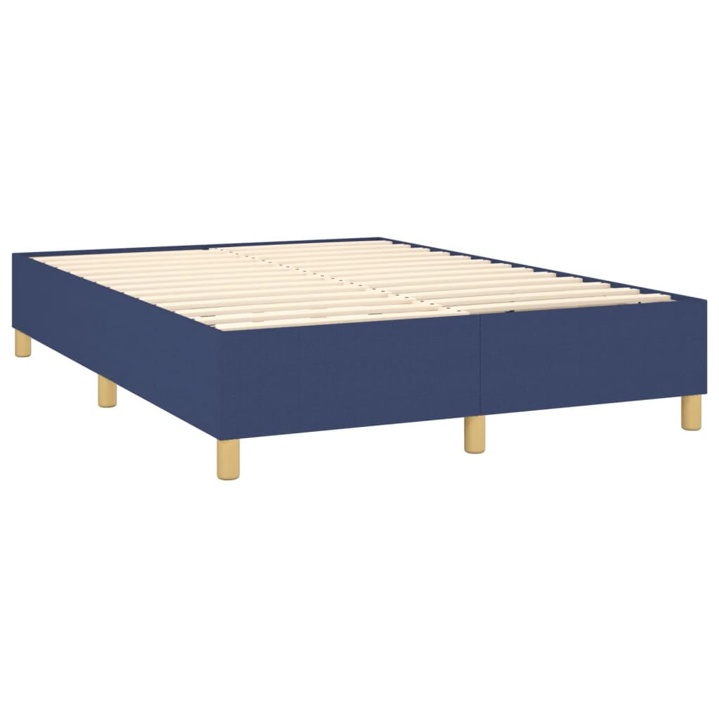 vidaXL Łóżko kontynentalne z materacem, niebieskie, tkanina 140x200 cm