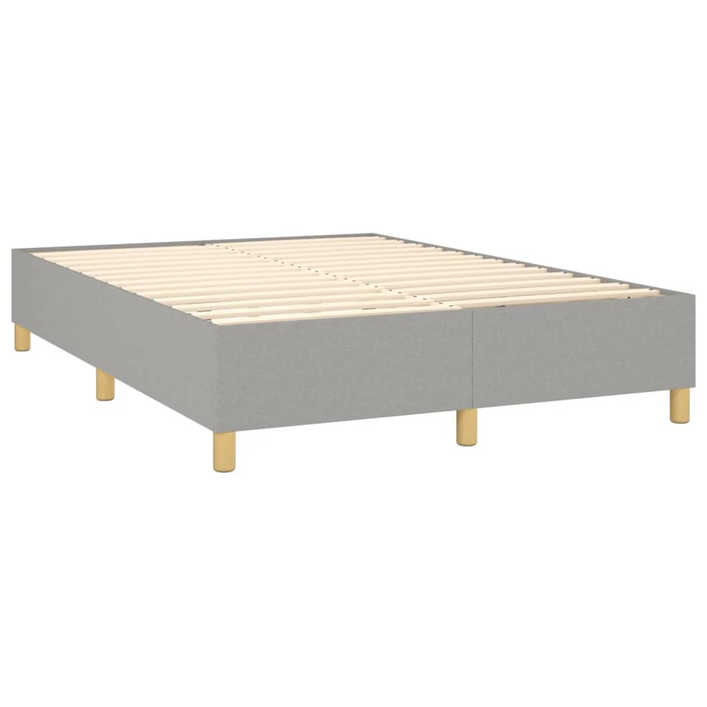 vidaXL Łóżko kontynentalne z materacem, jasnoszare, tkanina, 140x190cm
