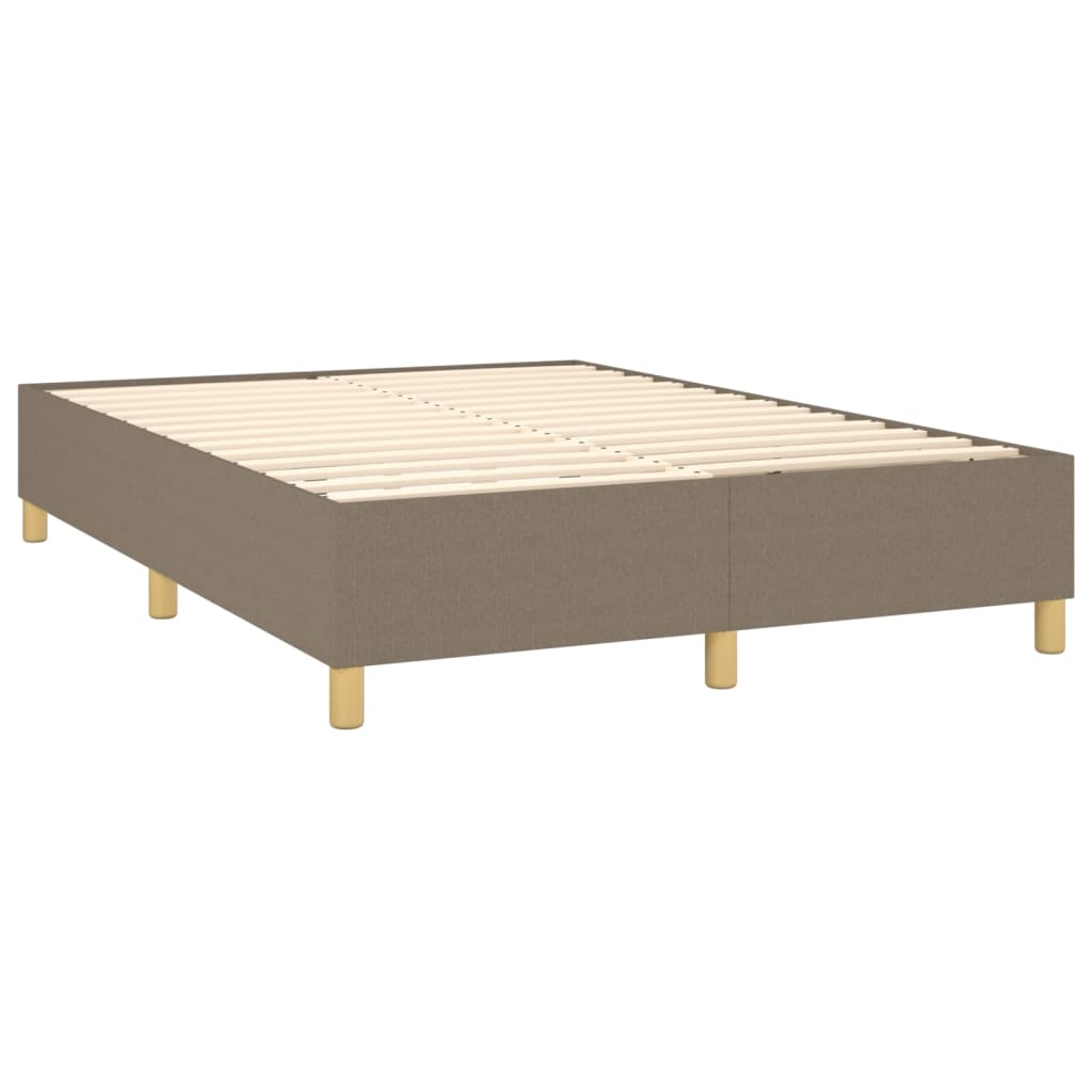 vidaXL Łóżko kontynentalne z materacem, taupe, tkanina, 140x190 cm