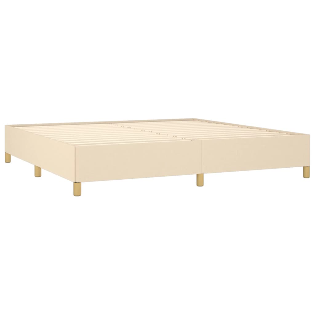 vidaXL Łóżko kontynentalne z materacem, kremowe, tkanina, 200x200 cm