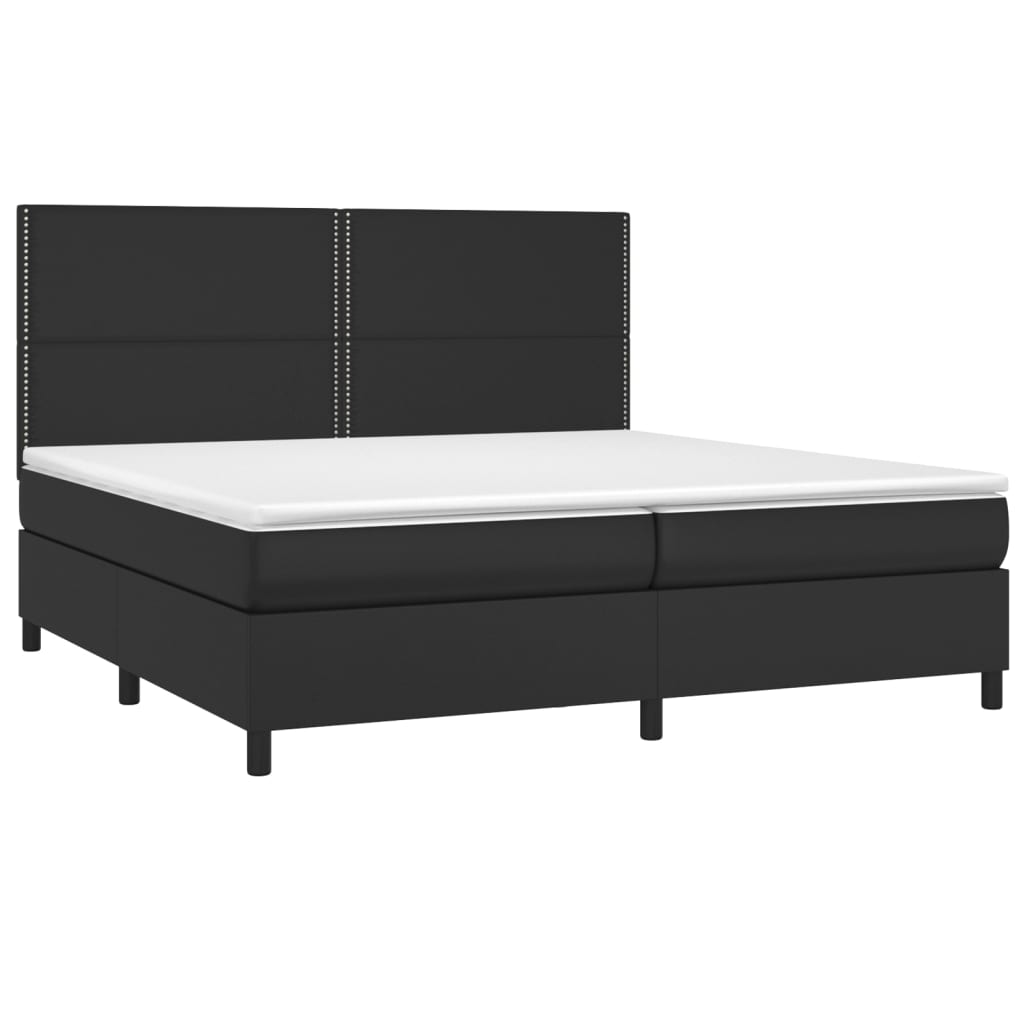vidaXL Łóżko kontynentalne z materacem, czarne, ekoskóra 200x200 cm