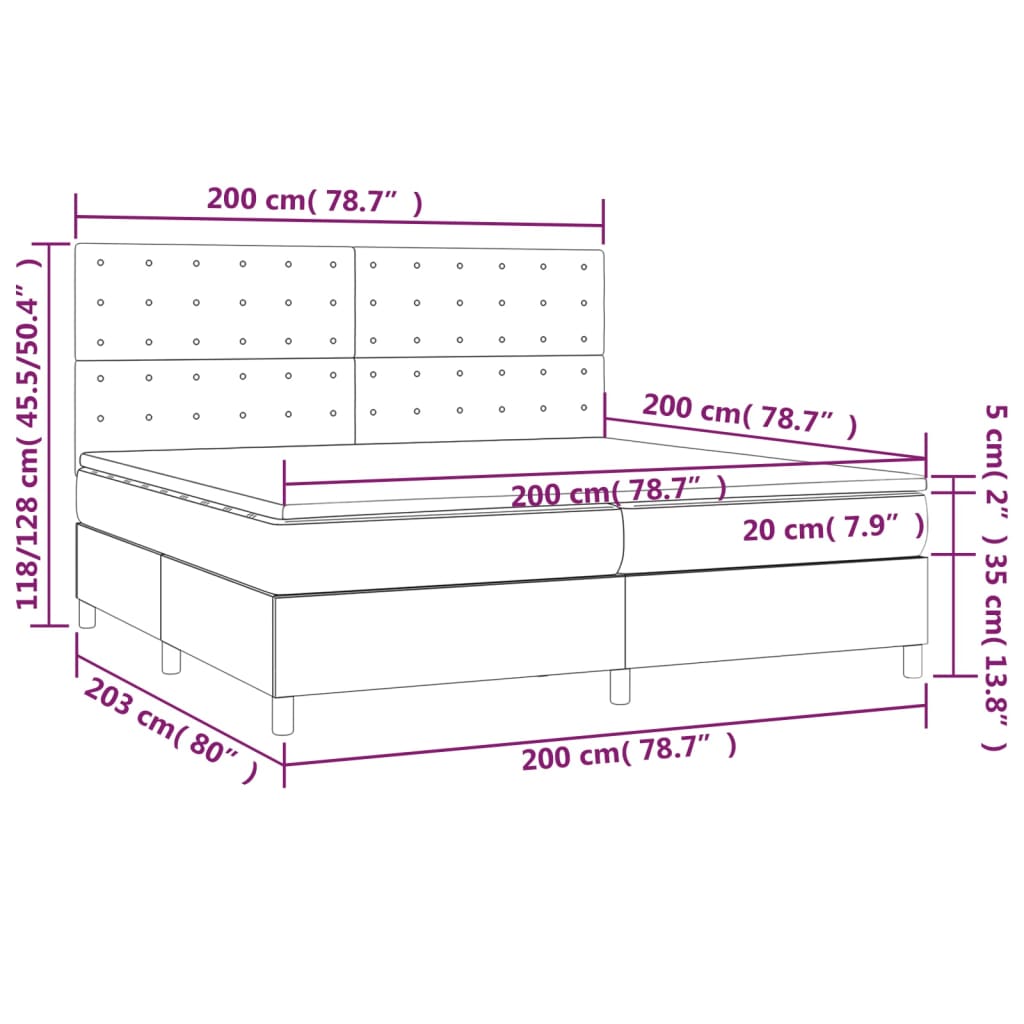 vidaXL Łóżko kontynentalne z materacem, kremowe, ekoskóra 200x200 cm