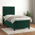 vidaXL Łóżko kontynentalne z materacem, zielone, aksamit, 90x190 cm