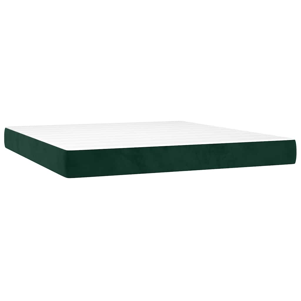 vidaXL Łóżko kontynentalne z materacem, ciemnozielone, 160x200 cm