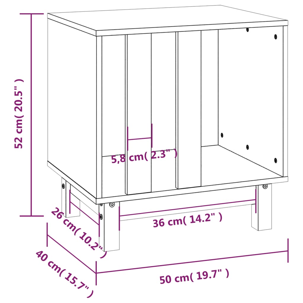 vidaXL Domek dla psa, 50x40x52 cm, lite drewno sosnowe