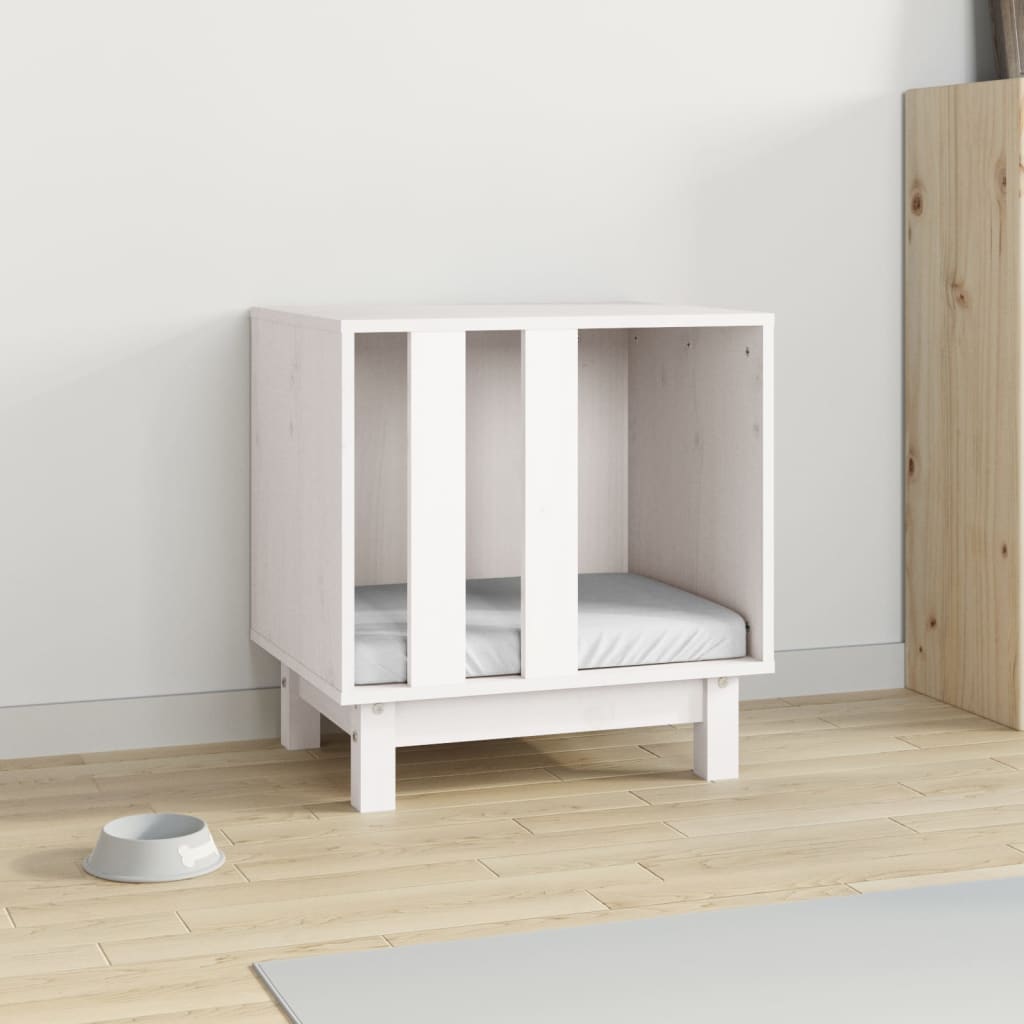 vidaXL Domek dla psa, biały, 50x40x52 cm, lite drewno sosnowe