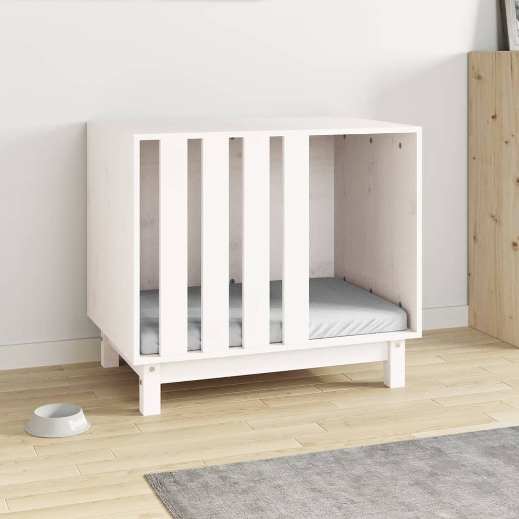 vidaXL Domek dla psa, biały, 70x50x62 cm, lite drewno sosnowe