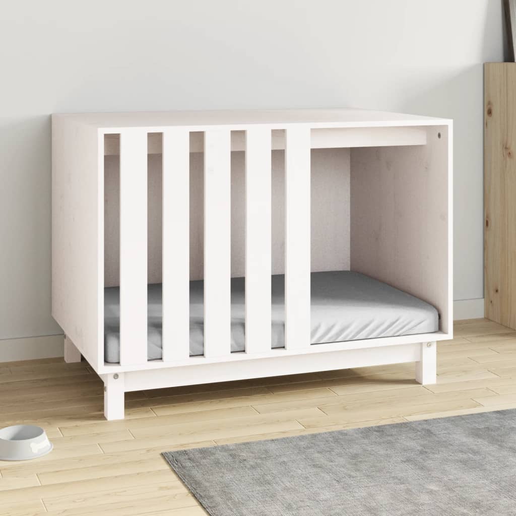 vidaXL Domek dla psa, biały, 90x60x67 cm, lite drewno sosnowe