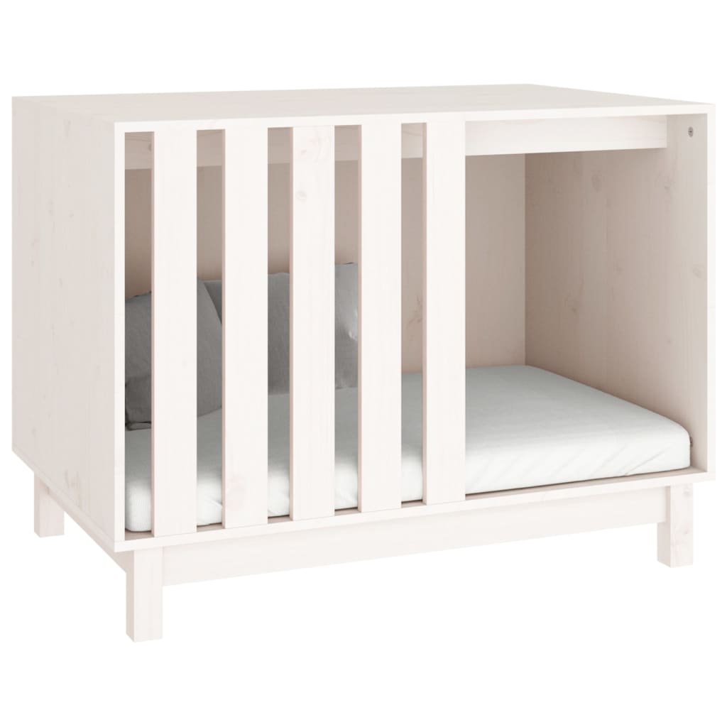 vidaXL Domek dla psa, biały, 90x60x67 cm, lite drewno sosnowe